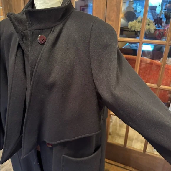 Electre Paris Vintage Black Pure Wool Long Maxi Coat See Measurements - Picture 5 of 16